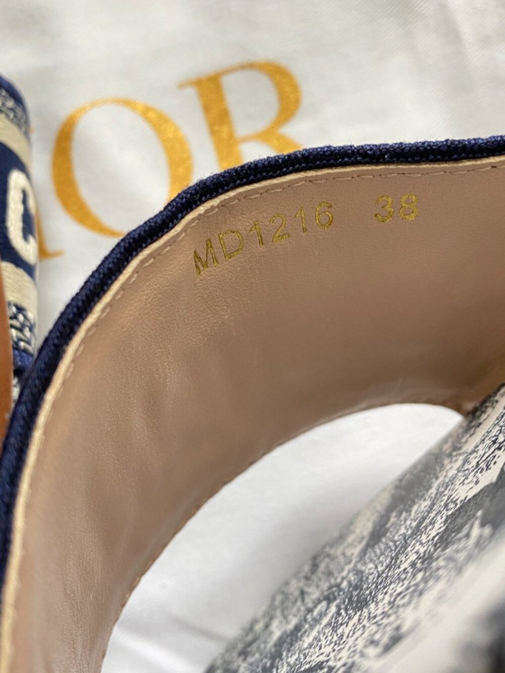 Dior Dway Blue Embroidered Cotton Logo Slides - Picture 5 of 5